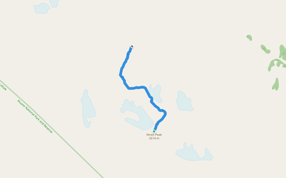 Nines Peak Scramble walking route map in Destruction Bay