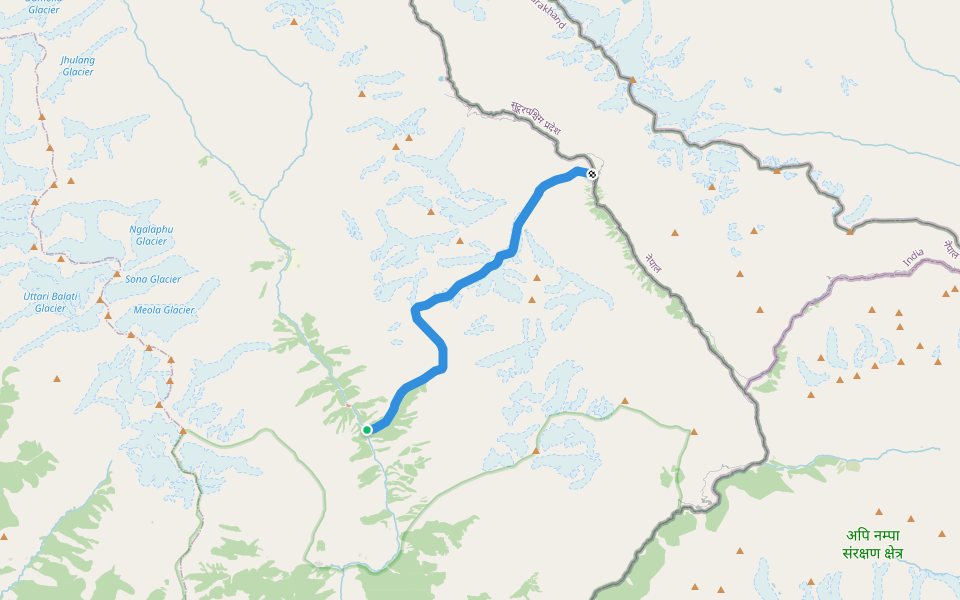 Nama Pass Trail walking route map in Sobala R.F.