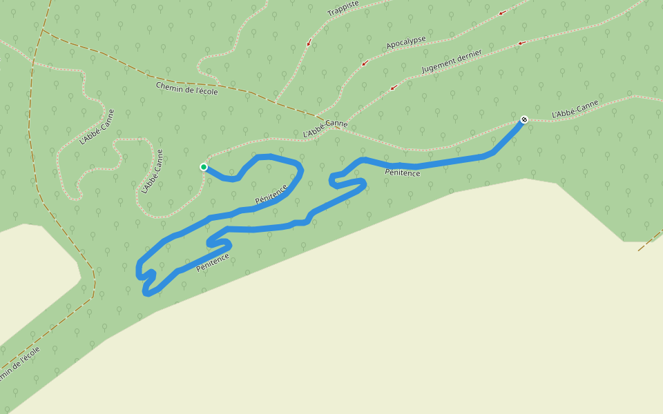 Pénitence walking route map in Oka