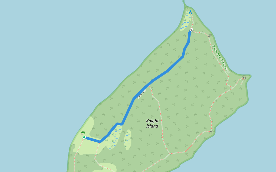 West Trail walking route map in North Hero