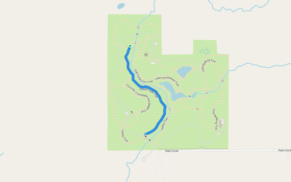 Stream-Side Trail walking route map in Dallas Center
