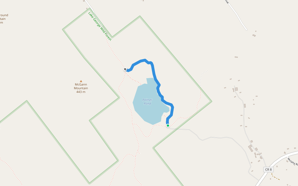 Palmer Pond path walking route map in Chestertown