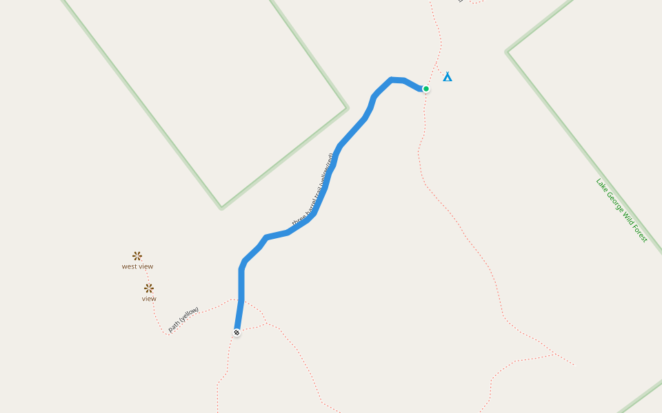 three barrel trail (yellow/red) walking route map in Chestertown