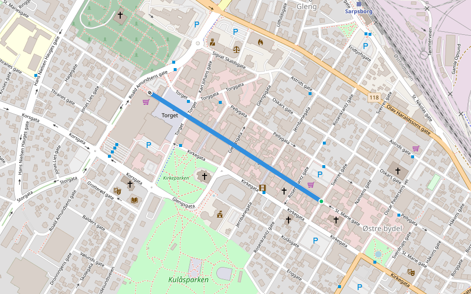St. Marie gate walking route map in Ryggebyen