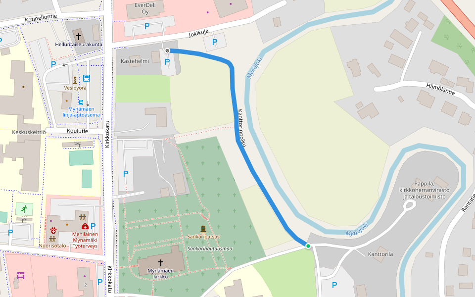 Kanttorinpolku walking route map in Mynämäki