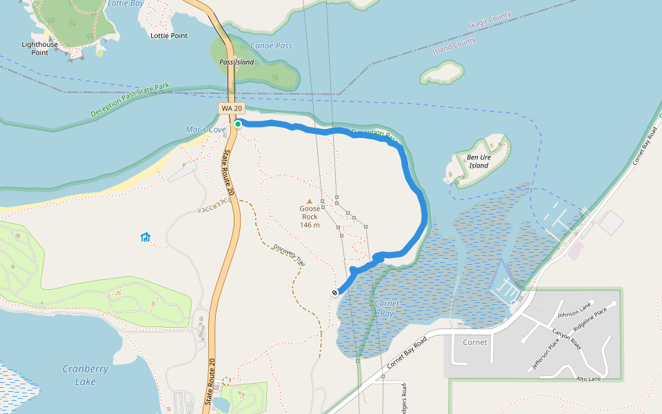 Goose Rock Perimeter Trail Hiking Oak Harbor, Washington Pacer