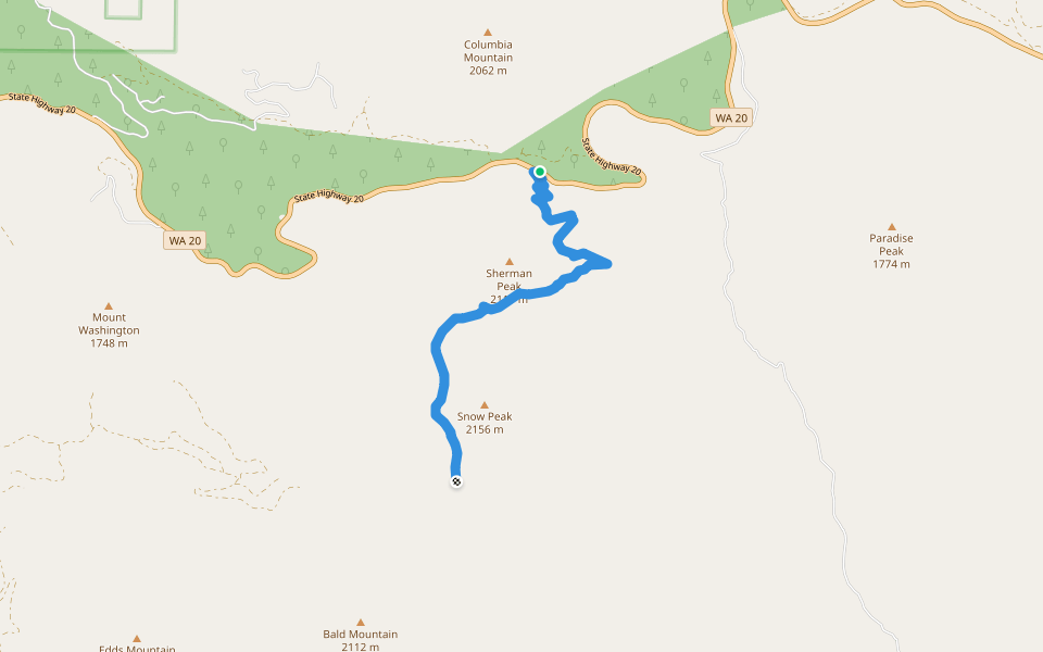 Kettle Crest South Trail walking route map in Kettle Falls