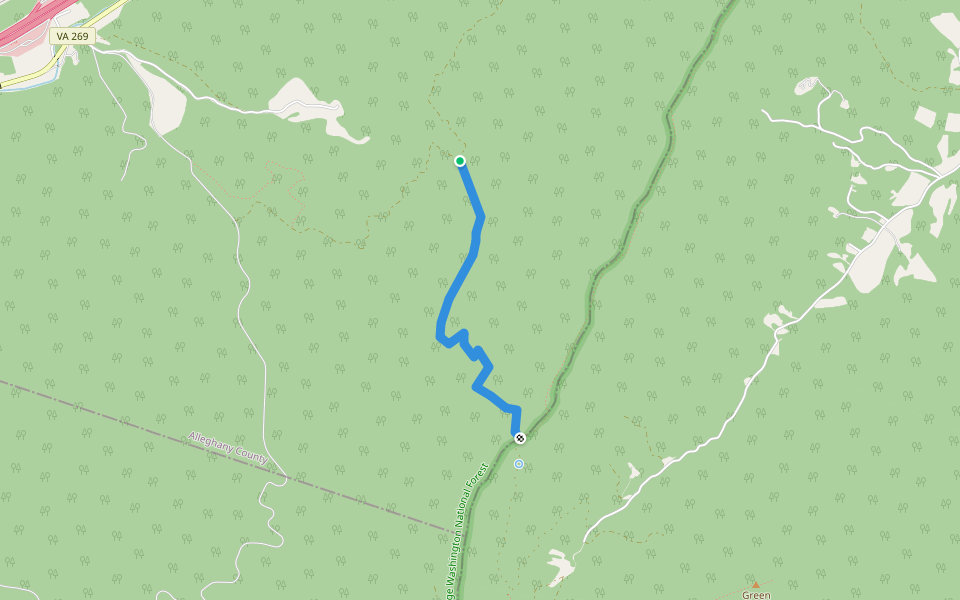 Longdale Trail walking route map in Clifton Forge