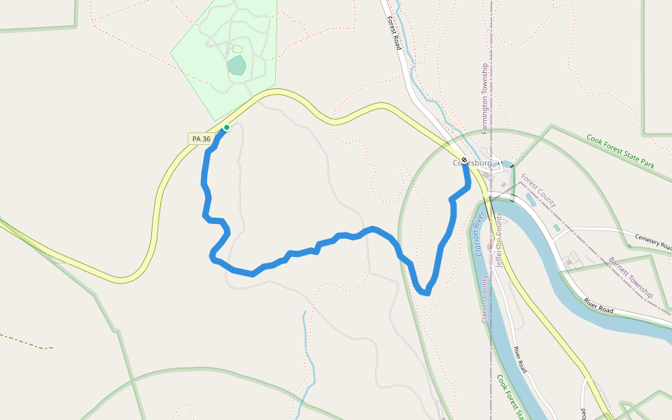 Mohawk Trail walking route map in Leeper