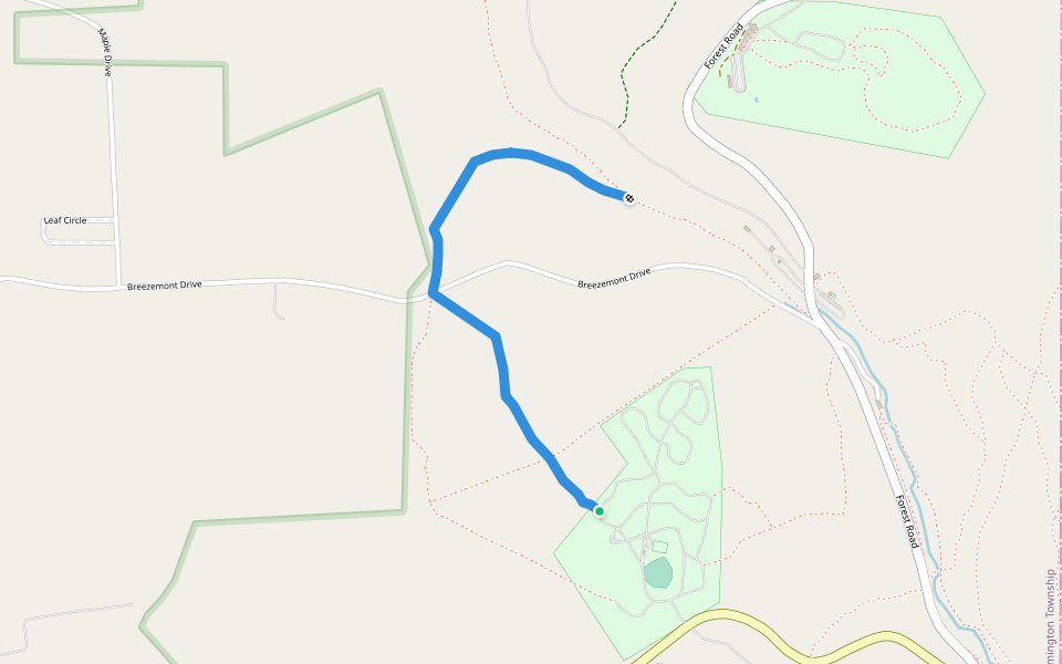 Corduroy Trail walking route map in Leeper