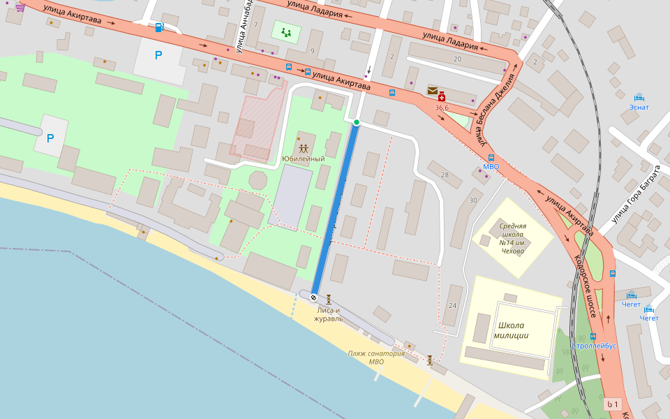 Центральная аллея walking route map in Sochumi