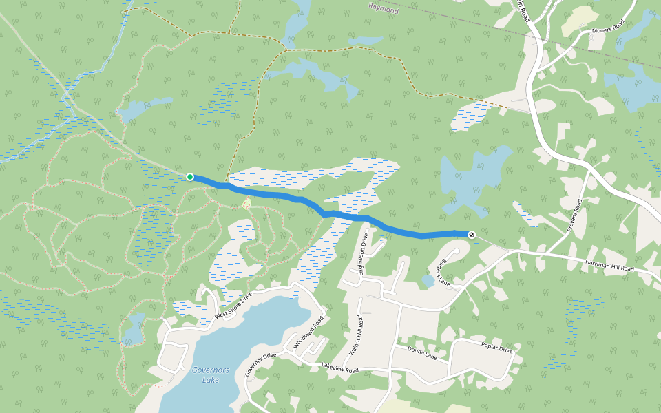 Cilley Road walking route map in Raymond