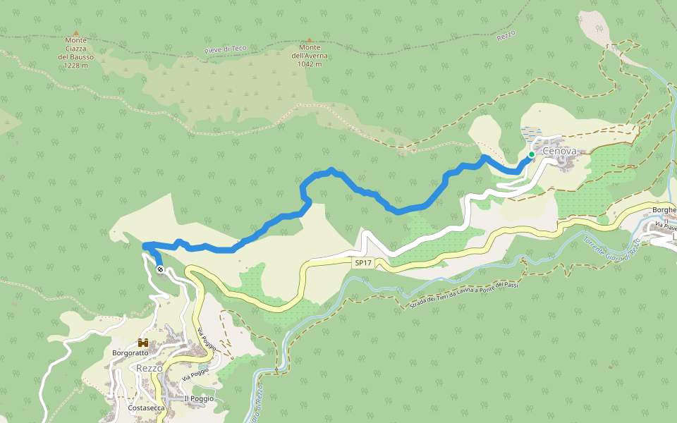 Da Cenova a Rezzo walking route map in Cenova