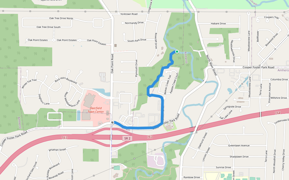 Beaver Creek Trail walking route map in Amherst