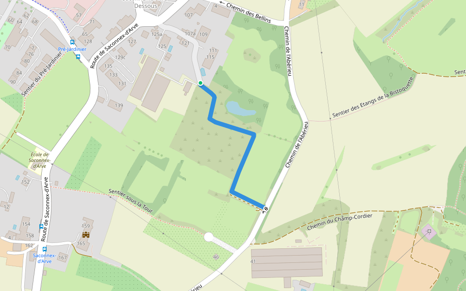 Sentier de l'Étang du Paradis walking route map in Plan-les-Ouates