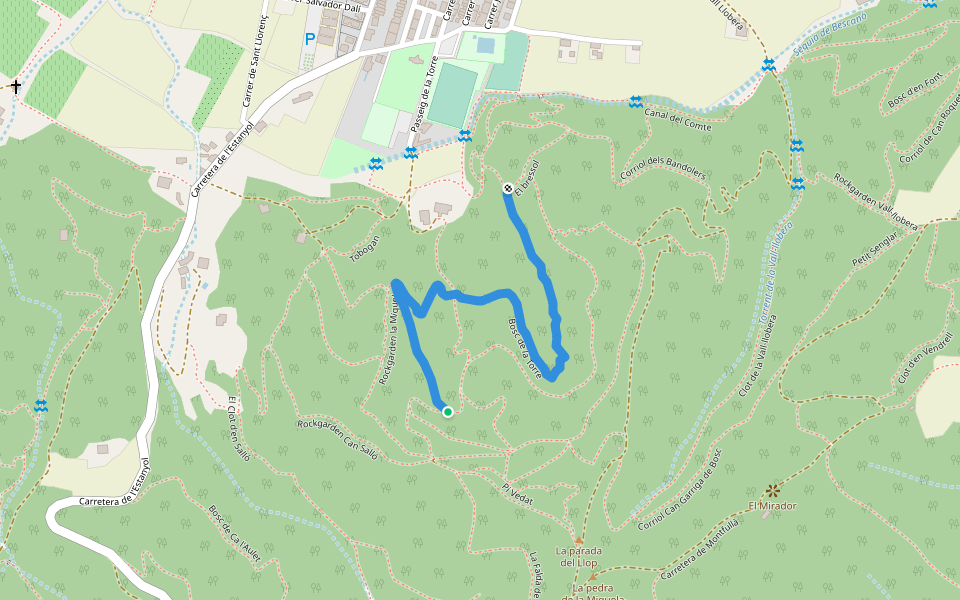 Bosc de la Torre walking route map in Bescanó