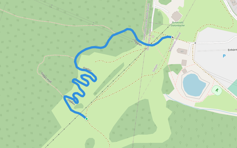 Ögglan walking route map in Sundsvall