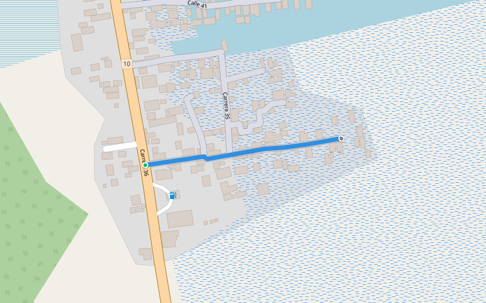 Calle 41B walking route map in Tumaco