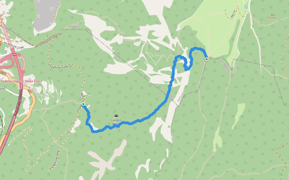 Troi del Staul Dei Porzei walking route map in Fadalto