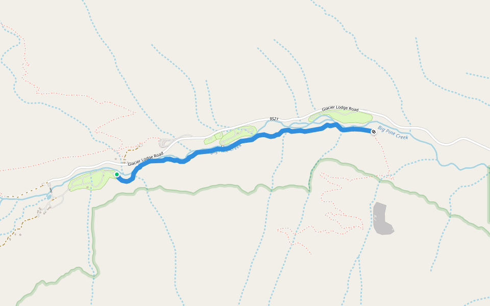 Sage Flat Streamside Trail walking route map in Big Pine