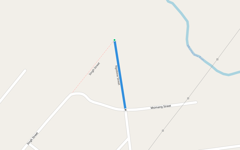 Ngobese Street walking route map in Wasbank