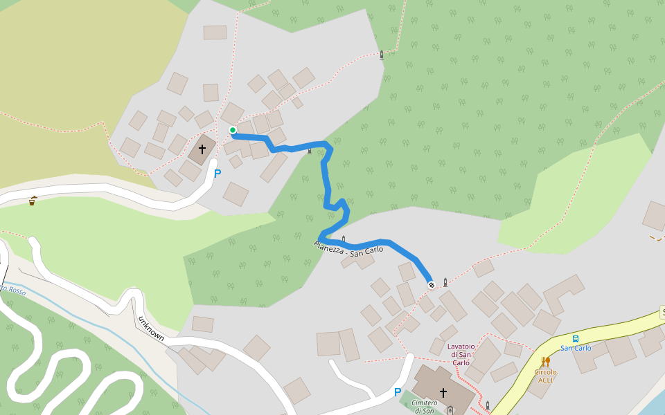 Pianezza - San Carlo walking route map in San Carlo