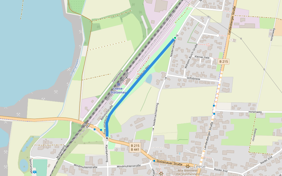 Schwarzer Weg walking route map in Leese