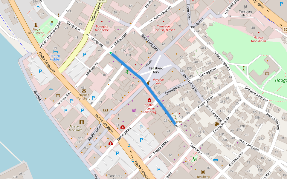 Storgaten walking route map in Hvarnes