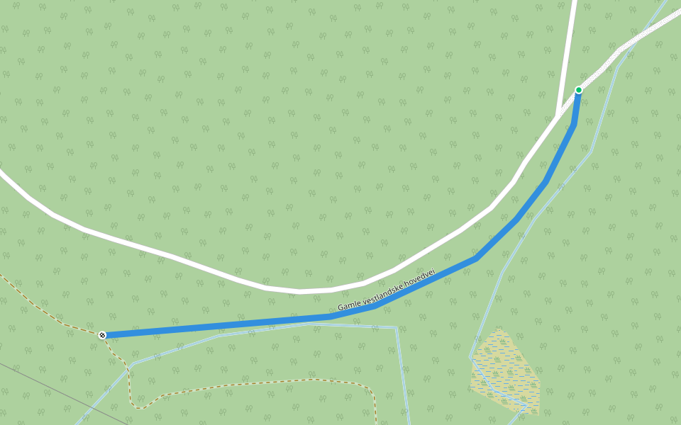 Gamle vestlandske hovedvei walking route map in Flekkefjord
