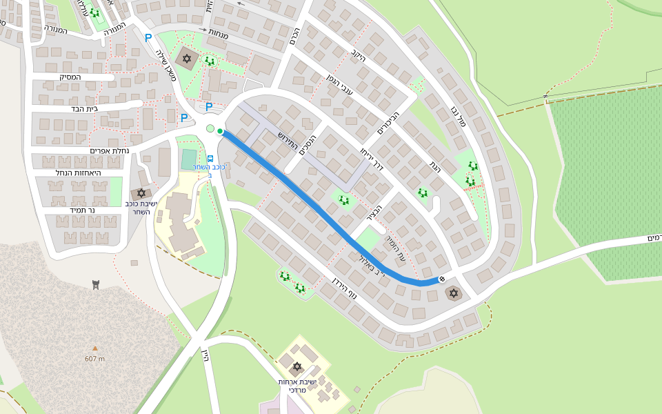 י"ב באלול walking route map in Kohav HaShahar