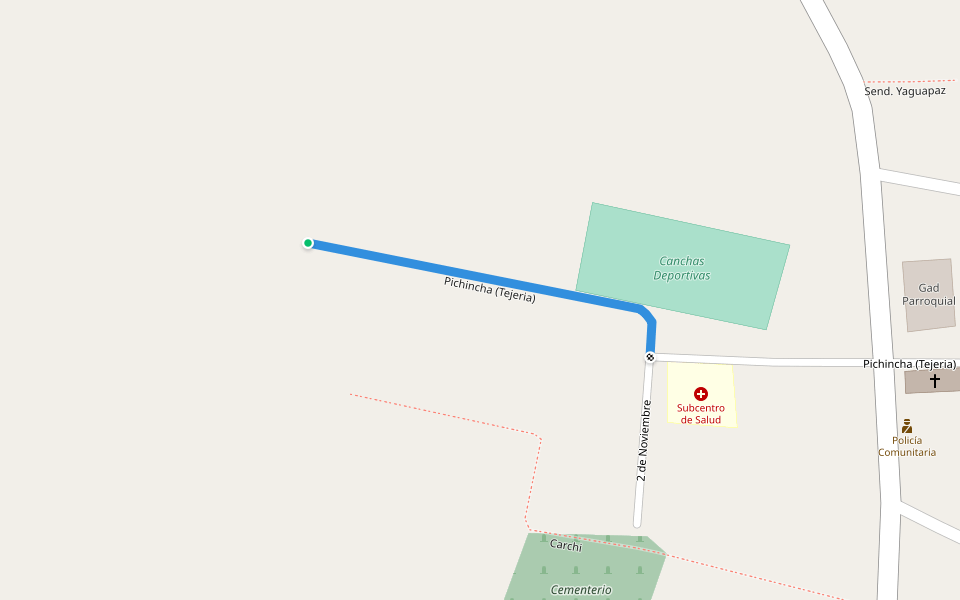 Pichincha (Tejeria) walking route map in Tulcan