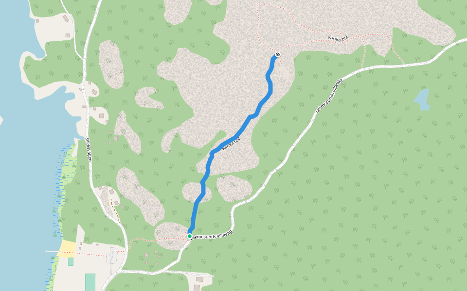 Karika röd walking route map in Österhankmo