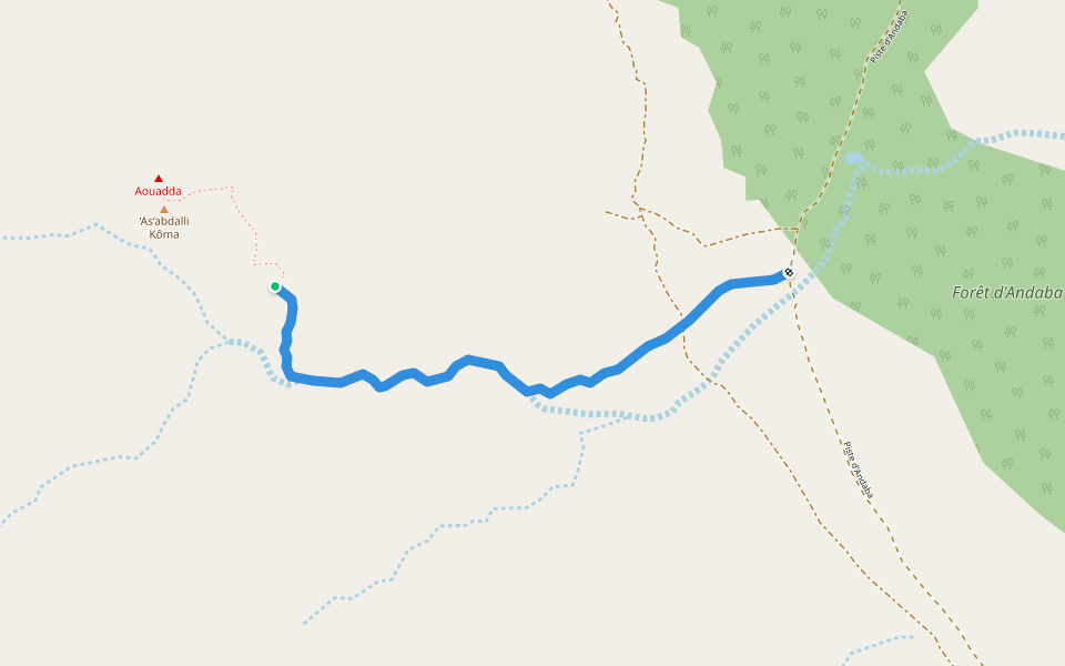 Chemin du volcan Aouadda walking route map in Madgoul