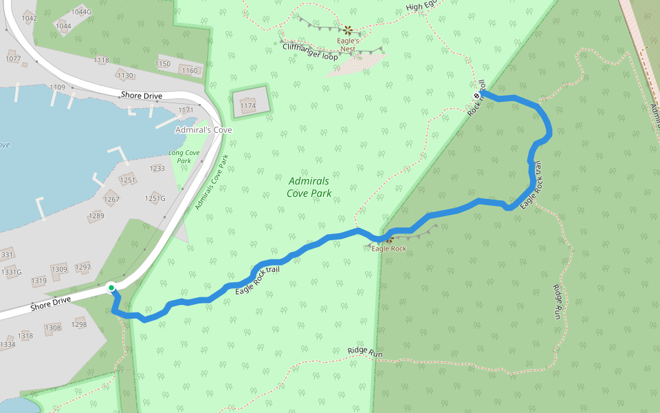 Eagle Rock trail walking route map in Bedford