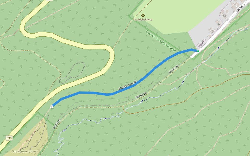 Kłodzki Wąwóz walking route map in Mąkolno