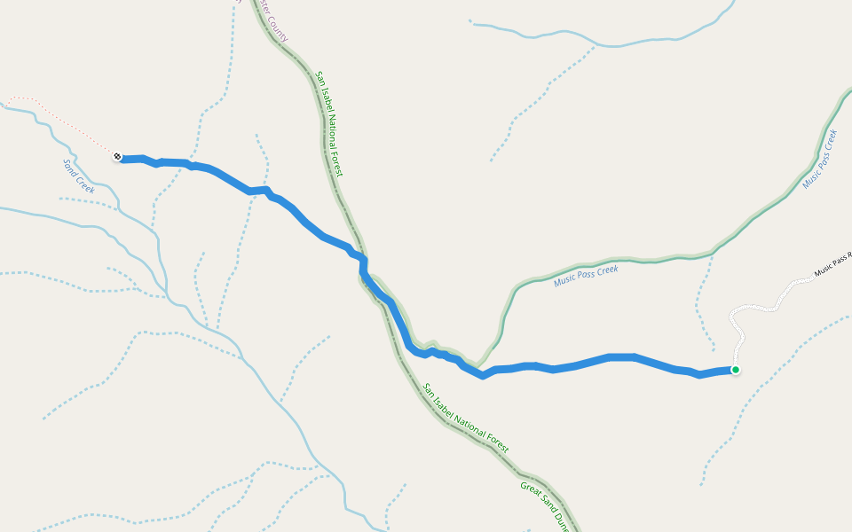 Music Pass Trail walking route map in Silver Cliff