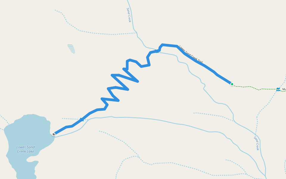 Lower Sand Creek Trail walking route map in Silver Cliff