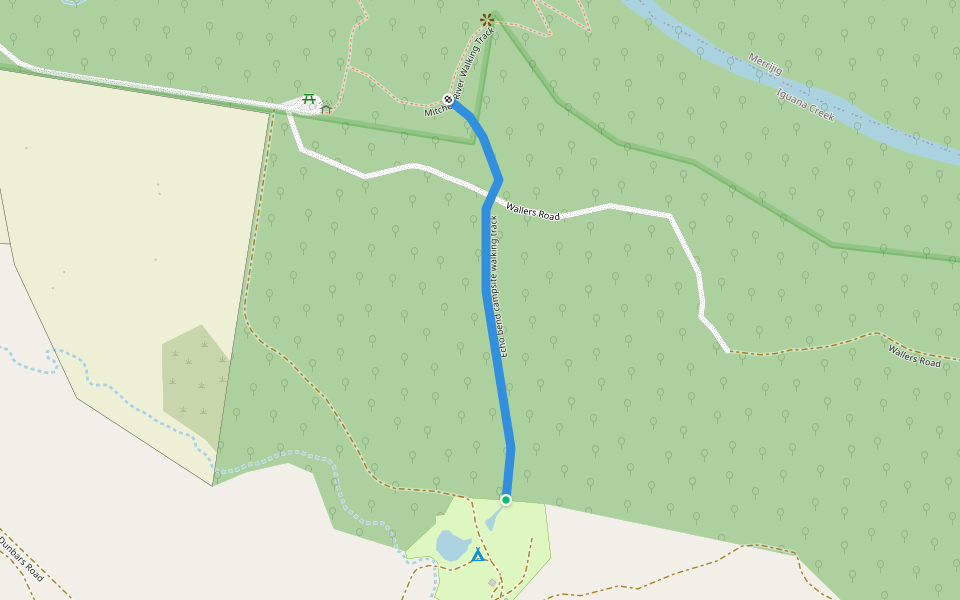 Echo bend campsite walking track walking route map in Iguana Creek