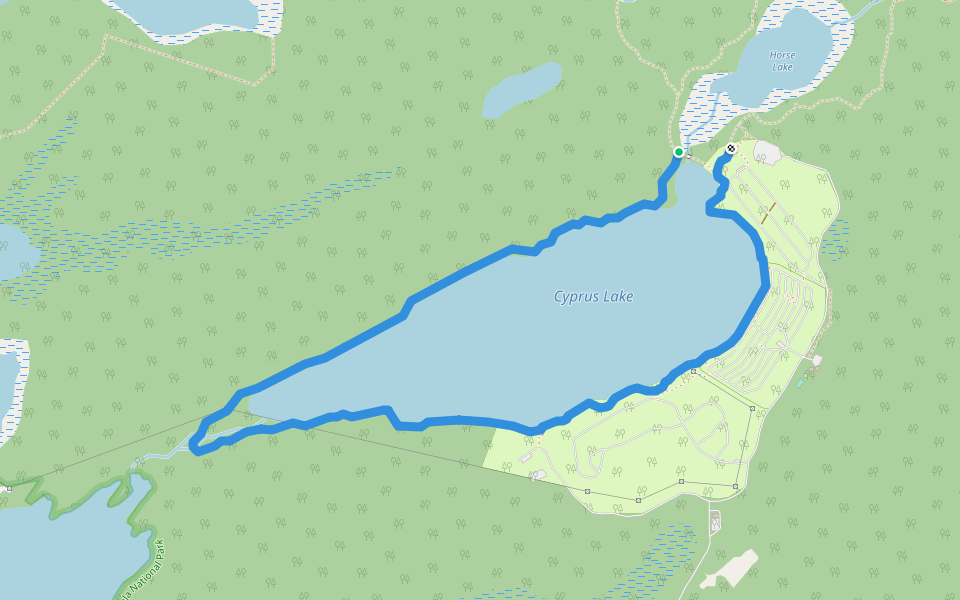 Cyprus Lake Trail walking route map in Tobermory