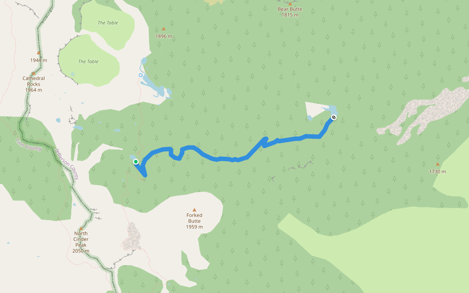 Jefferson Lake Trail #4001 walking route map in Idanha