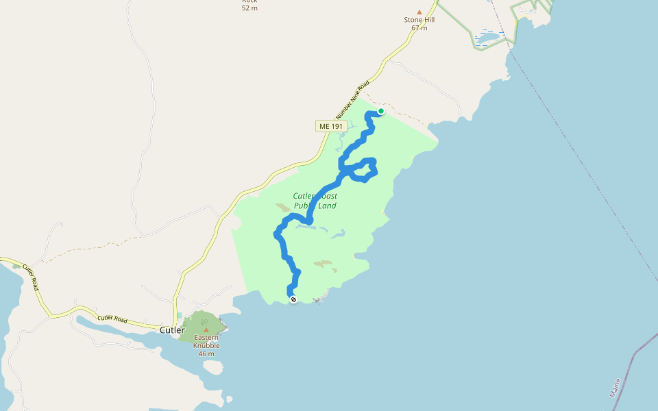 Inland Trail walking route map in Cutler