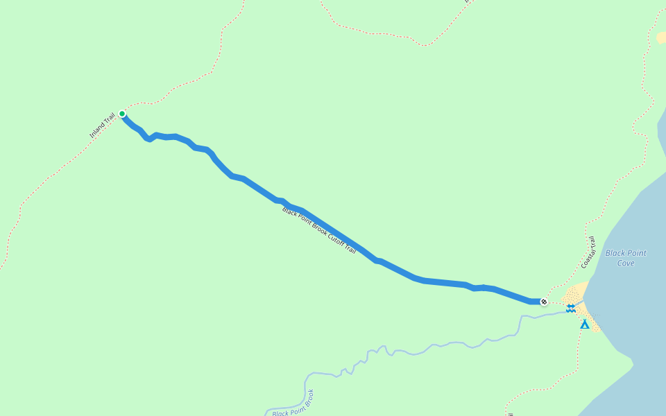 Black Point Brook Cutoff Trail walking route map in Cutler