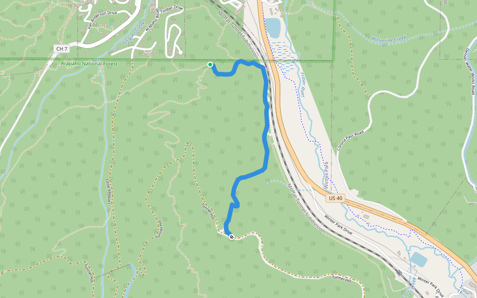 Lower Cherokee walking route map in Winter Park