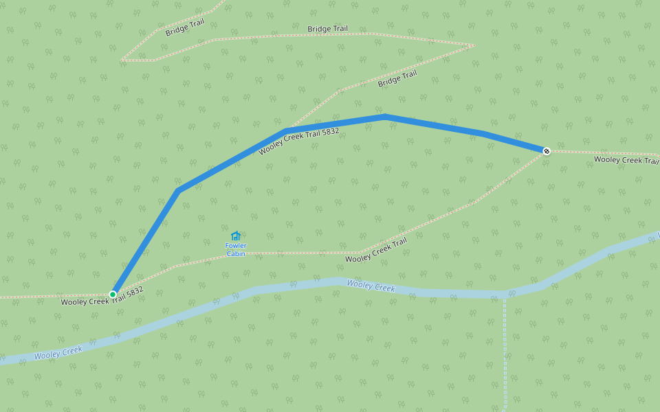 Wooley Creek Trail 5832 walking route map in Sawyers Bar