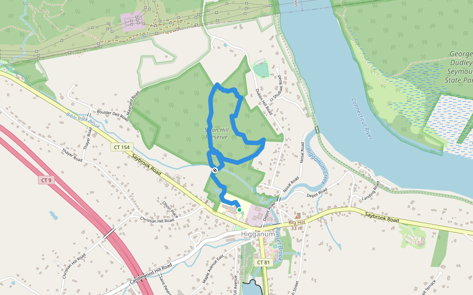 Swan Hill Preserve Trail walking route map in Haddam