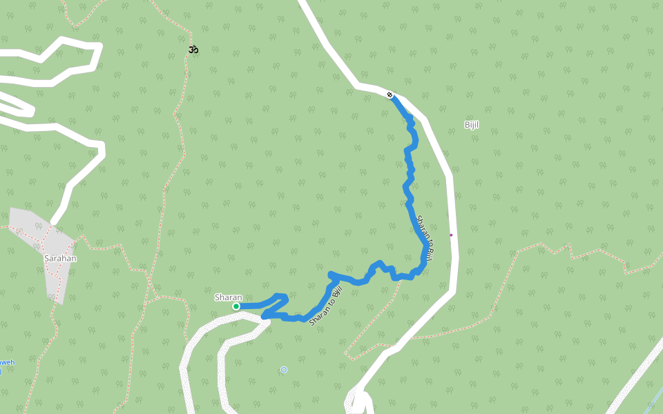 Sharan to Bijil walking route map in Manyashi