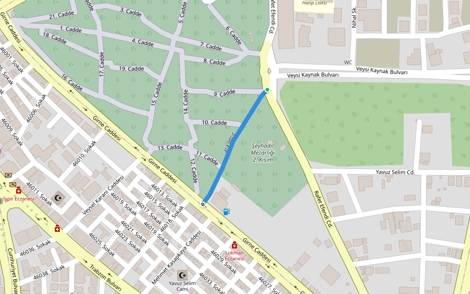 ara geçit walking route map in Kahramanmaraş