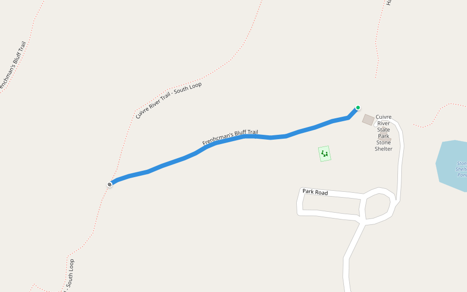 Frenhcman's Bluff Trail walking route map in Troy