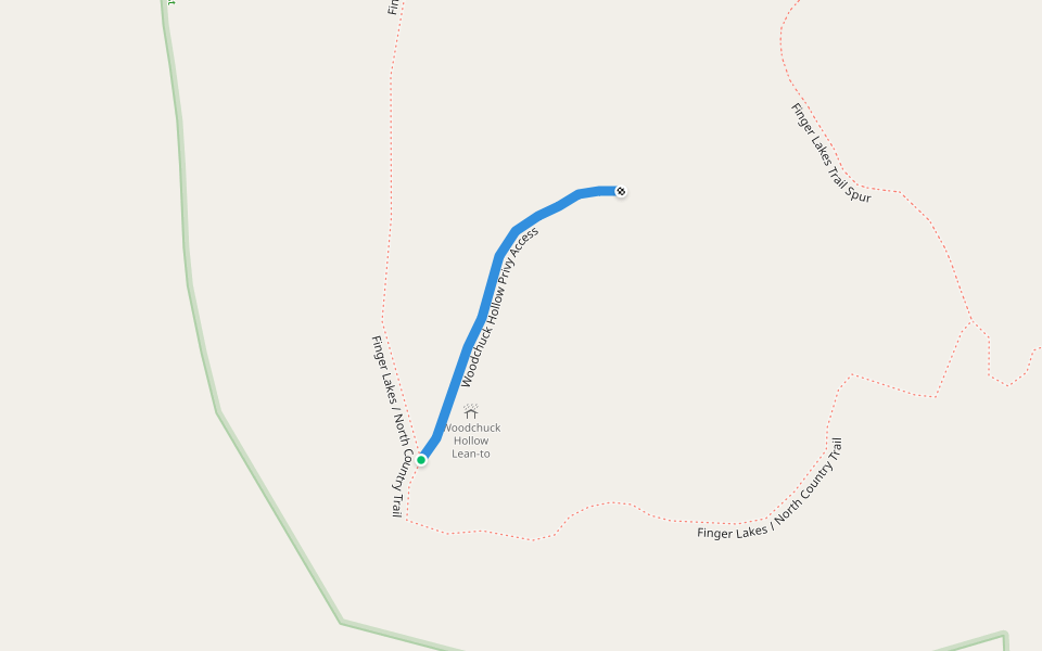 Woodchuck Hollow Privy Access walking route map in Cortland