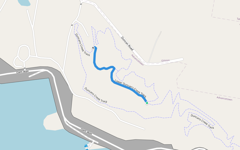 Lower Duncan's Creek Track walking route map in Gilston